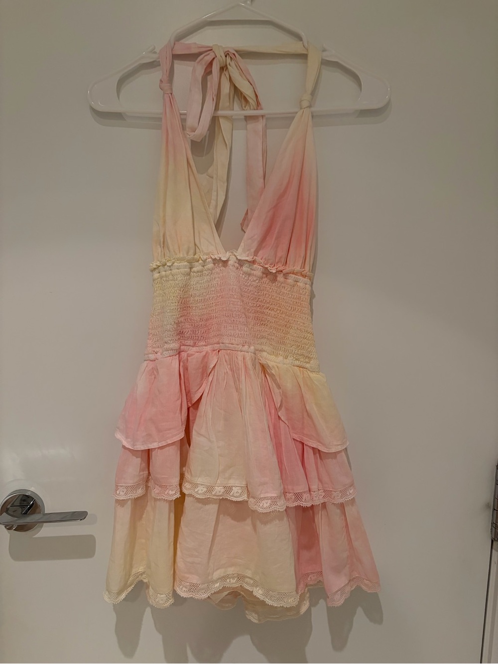 LOVESHACKFANCY 100% cotton Pink & Yellow Mini Dress Like New